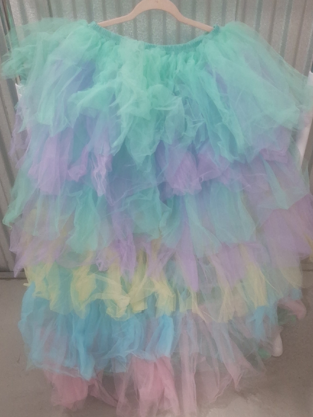 Pastel Tiered Tulle High-Low Strapless DRESS L/XL This Is New Without Tags - Picture 7 of 10